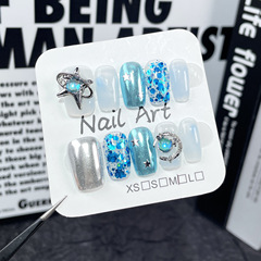 手工美甲不規則暈染短款美甲貼片純手工穿戴甲批發