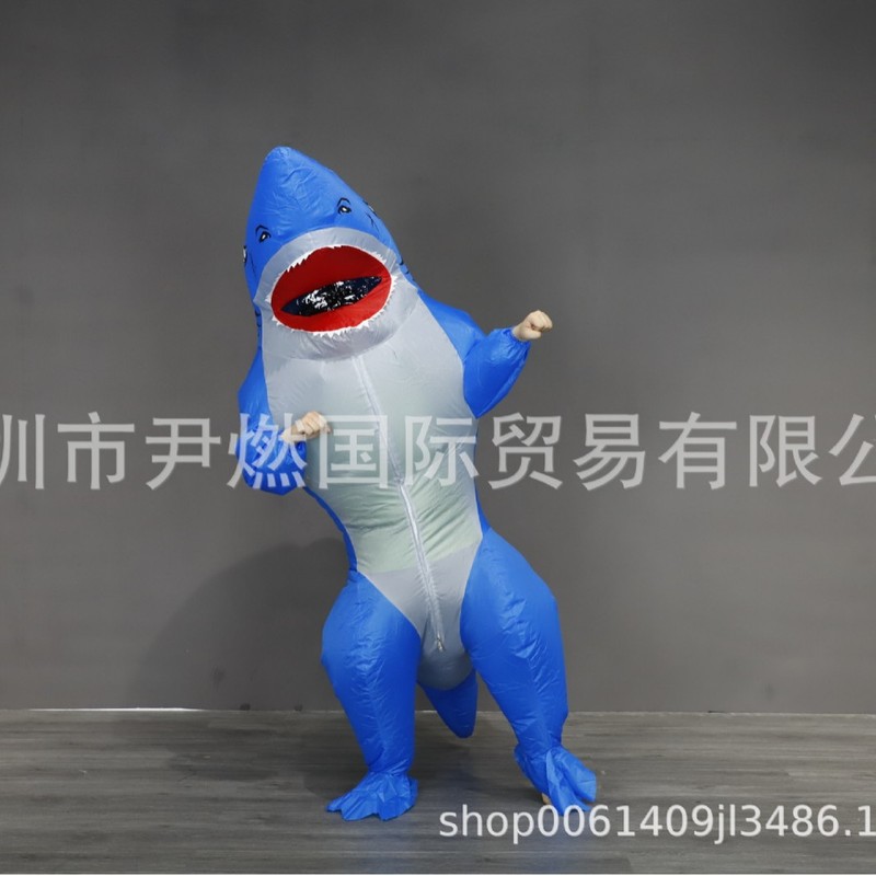 ディザトーンの同じタイプの空気入れ服の青い筋肉のサメの空気入れの服装のカーニバルのパーティーの舞台のショーの服の服装の道具|undefined