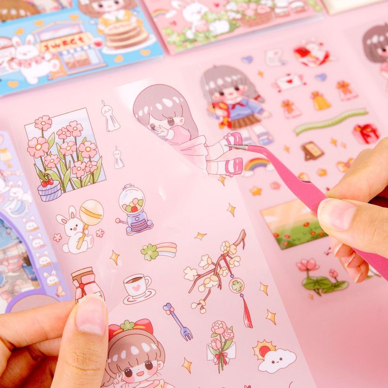 クリエイティブ漫画ステッカー牧歌的なスタイル非繰り返しペット防水ステッカーかわいい子供のハンドブック装飾素材ステッカー|undefined