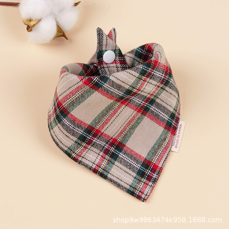 Bebé de algodón bebé babero triángulo BiB Snap de doble capa babero recién nacido niños bufanda a cuadros cuatro estaciones