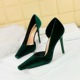 3287-2 Style Banquet High Heels Women's Shoes Thin Heels High Heels Xi Shi Suede Shallow Mouth Square Head Side Hollow Out Single Shoes