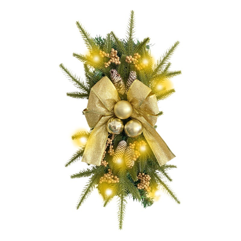 Nuevo producto de Amazon, corona navideña, lazo de amor de Hong Kong, corona de árbol invertida, decoración navideña para escaleras y pasillos