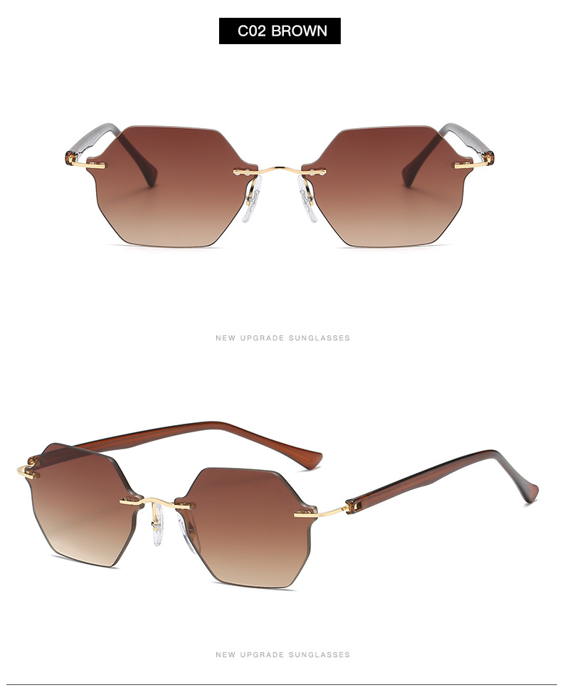 New Style Fashion Frameless Polygonal Multicolor Metal Sunglasses display picture 7