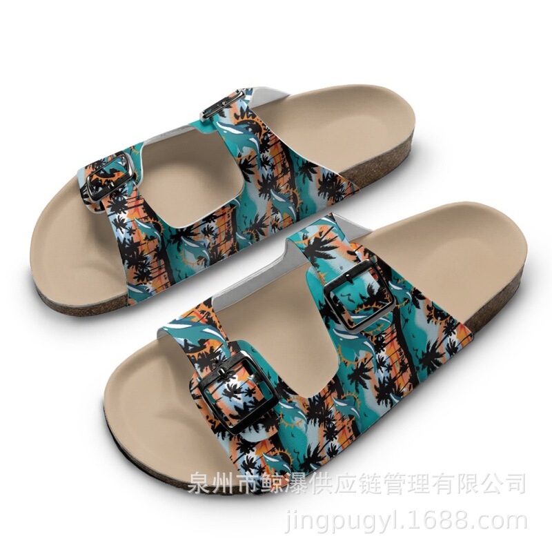 Etsy Dropshipping Double-Buckle Double-Strap Wooden-Soled Slippers Outdoor Sandals for Summer, Customizable with Your Own Design, Dropshipping Available