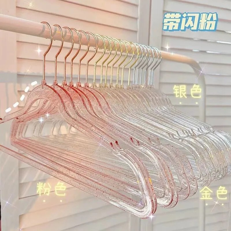 Ins-Style Transparent Acrylic Hanger with Glitter and Gold Powder, Crystal Hanger for Clothing Store Use, Clothes Hanger for Drying Clothes