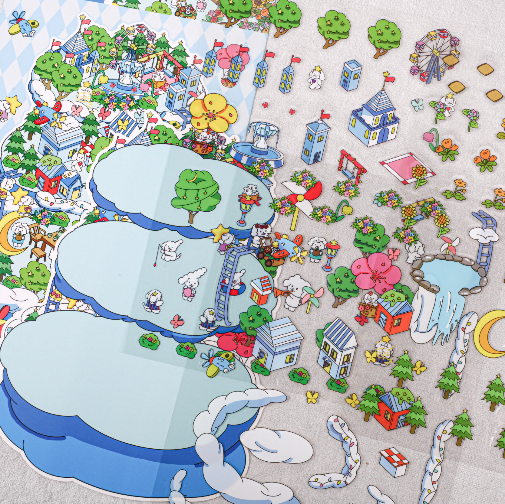 Pegatinas de paisajismo de Retro Story, escenas grandes, pegatinas de material de paisajismo de verano, pegatinas de decoración de bricolaje