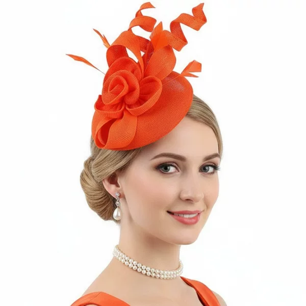 European and American Bridal Wedding Headwear Outdoor Flower Tea Party Feather Hair Accessories Linen Small Hat Manufacturer Wholesale