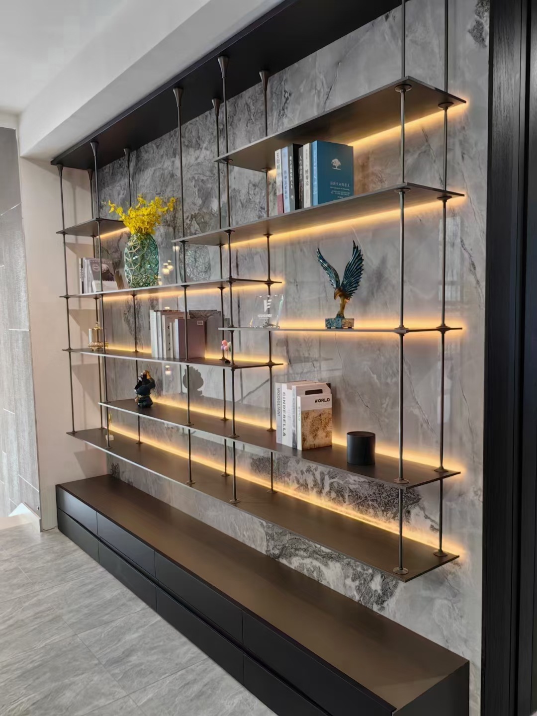 金属圆管置物架顶天立地置物架层板吊架圆管书架圆管护栏圆管吊架