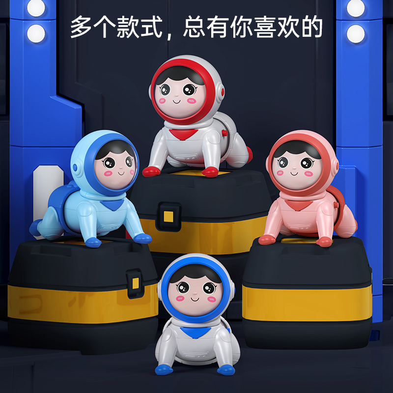 Cross-border gateando muñeca espacio astronauta eléctrico diversión música luz bebé juguete bebé aprendizaje gateando juguete