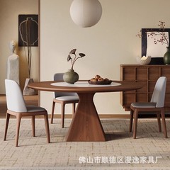 内蔵ロックボードターンテーブル無垢材ダイニングテーブルと椅子の組み合わせ北欧大小ダイニングテーブル家庭用アッシュ材回転ラウンドテーブル