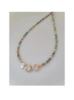 Necklace from pearl, beads, acrylic chain, copper ceramics