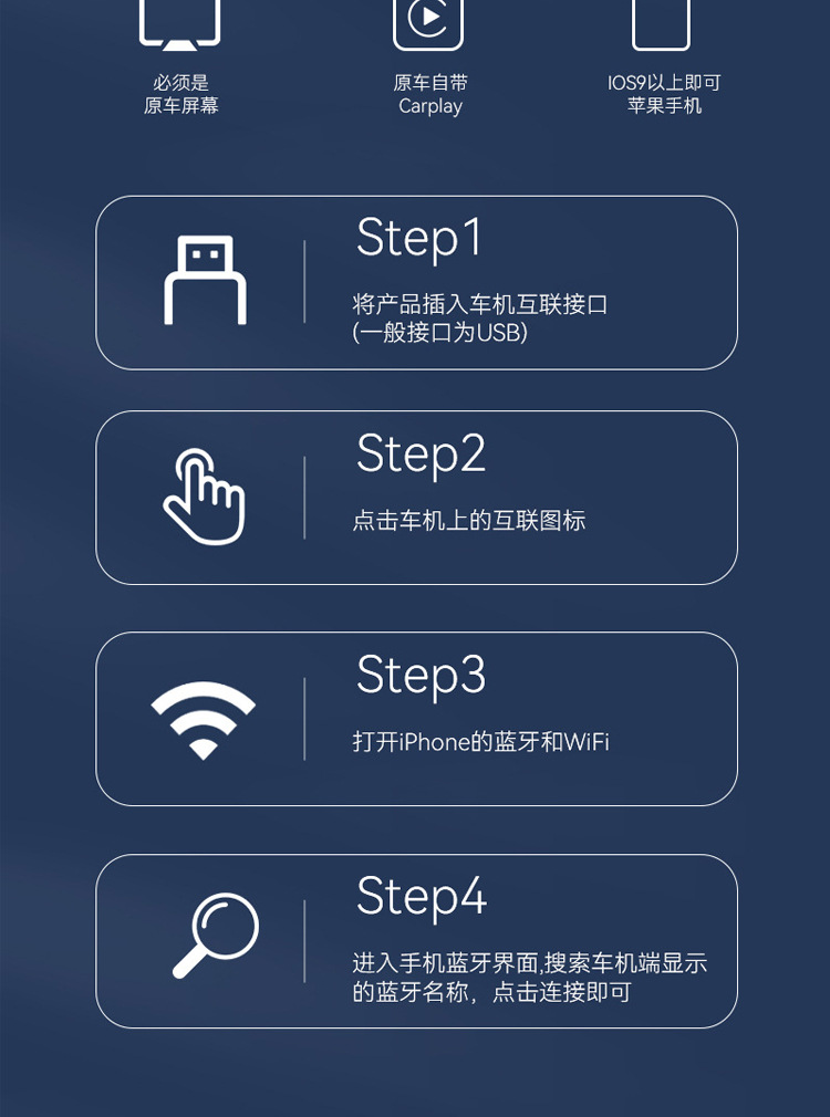 Hot Selling Car Wired to Wireless Carplay Module Box Suitable for Apple Auto Car-Machine Interconnection Adapter