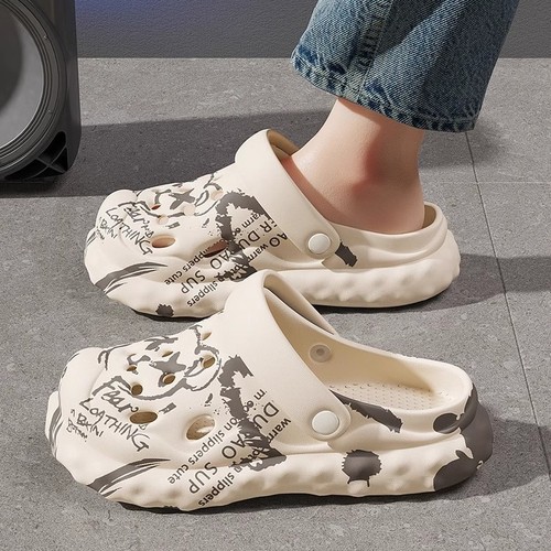 2025 Model Slimey Slipper for Women - Summer Outdoor Wear, Cute Indoor Home Slippers with Non-Slip Sole, Thick Heel Hole-to-Hole Shoes for Summer