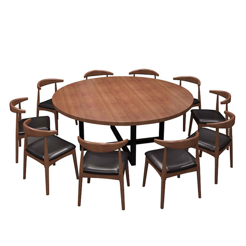 Aubo American solid wood round table dining table commercial hotel canteen restaurant hotel round dining table home dining table