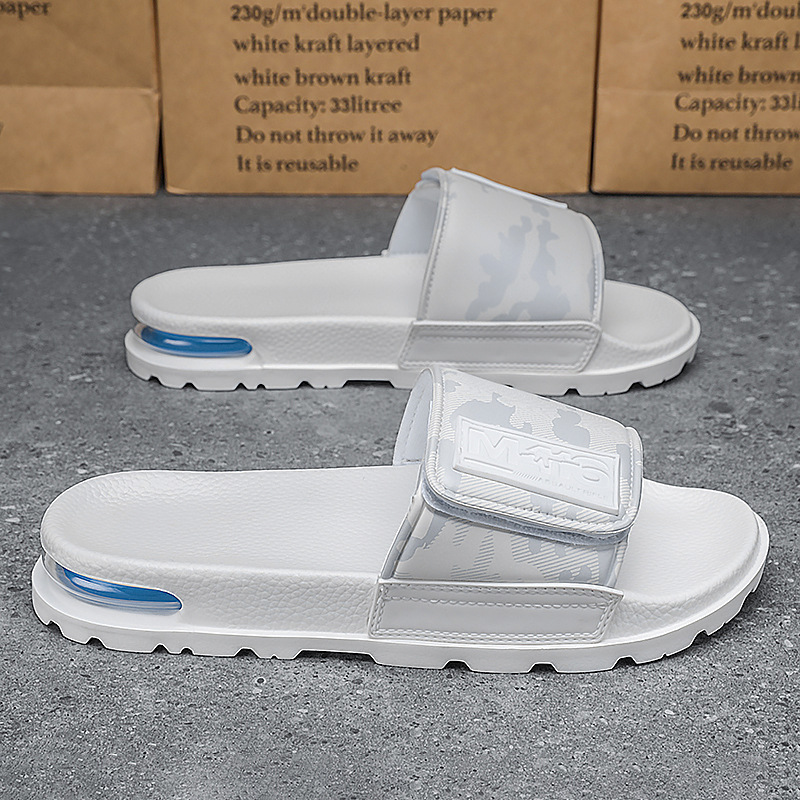 Zapatillas de velcro transfronterizas para hombres, uso de verano 2025, nuevas celebridades de Internet, cojín de aire de todo fósforo, chanclas antideslizantes, envío de una pieza