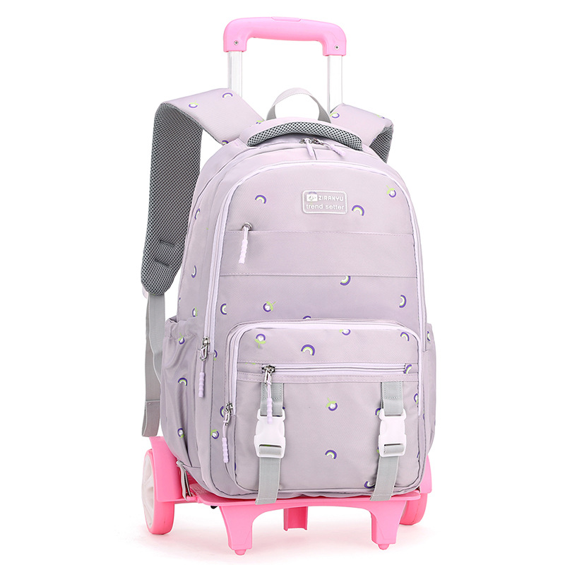 Venta caliente transfronteriza Carro de pescado natural mochila de las mujeres de seis ruedas de gran rueda de escalera de una sola pieza de entrega imprimible LOGO