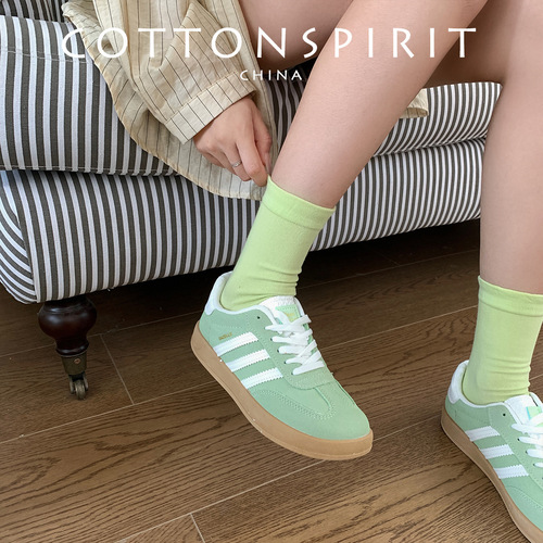 White Flat Pile Cotton Baby Girl Summer Monsoon Socks, Plain Color Japanese JK Style Boneless Mid-Calf Socks