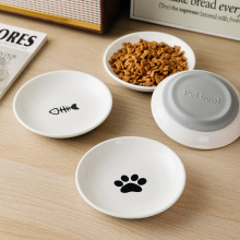 跨境批发宠物猫碗零食碗饮水碗猫碗陶瓷护颈猫食盆防滑底座