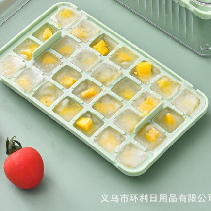 Al presionar la bandeja de hielo caja de hielo refrigerador cubo de hielo artefacto molde de silicona con tapa hogar sellado fabricante de hielo de grado alimenticio