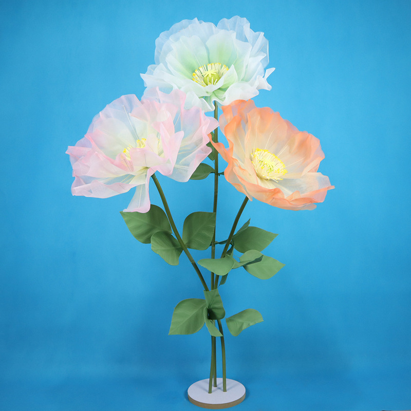 Giant Gauze Flower Wedding Decoration Display Artificial Poppy Flower Photography Props Large Event Artificial Flowers Wholesale