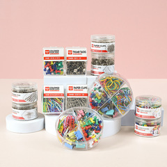 Cross-border four-in-one office combination color boxed paper clip pin ticket holder silver barrel pin pin