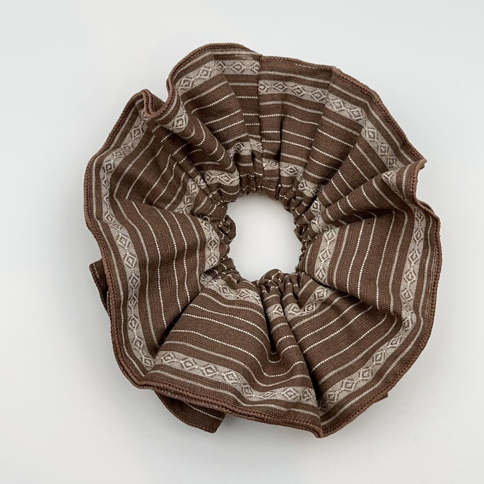 Elástico de cabelo em tecido às riscas estilo coreano para mulher_voghion.com