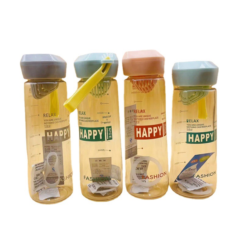 Futong taza de plástico para el hogar taza de agua para estudiantes taza de mano femenina taza de té lindo de dibujos animados de Corea taza de beber al por mayor