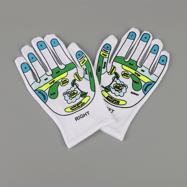 Spandex punto de acupuntura guantes de impresión de cinco dedos guantes de gran cantidad y excelente precio