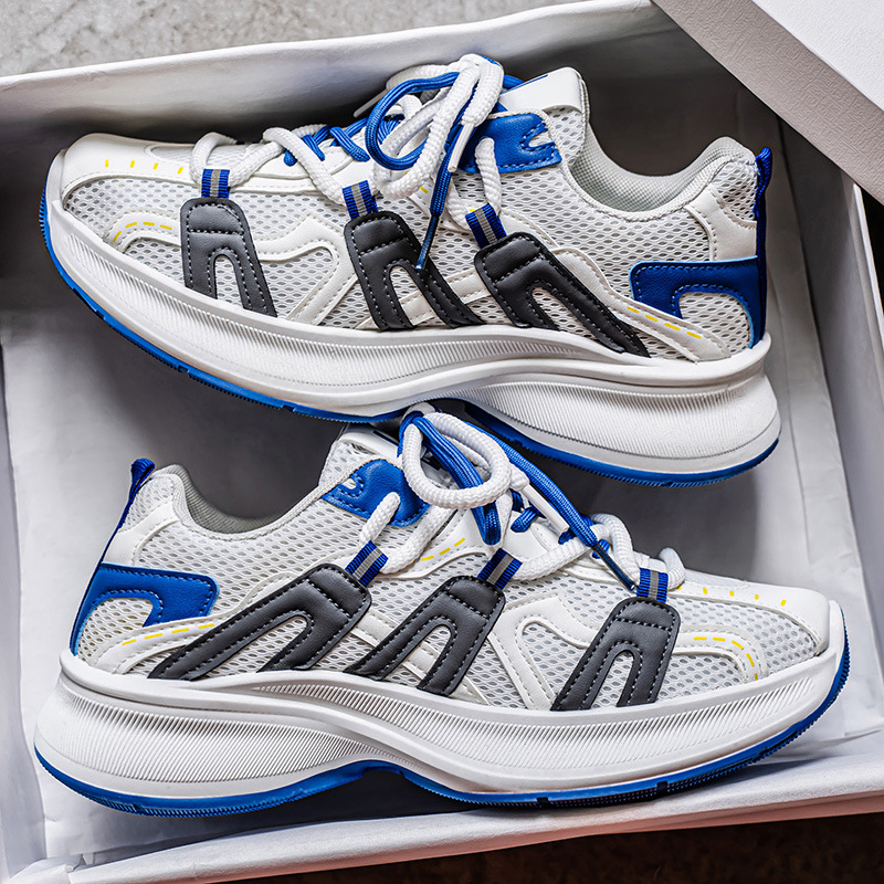 Zapatos de hombre a la moda, modelo nuevo de primavera 2026, transpirables, de malla, casuales, con suela gruesa, que aumentan la altura, deportivos, para jóvenes, estilo papá.
