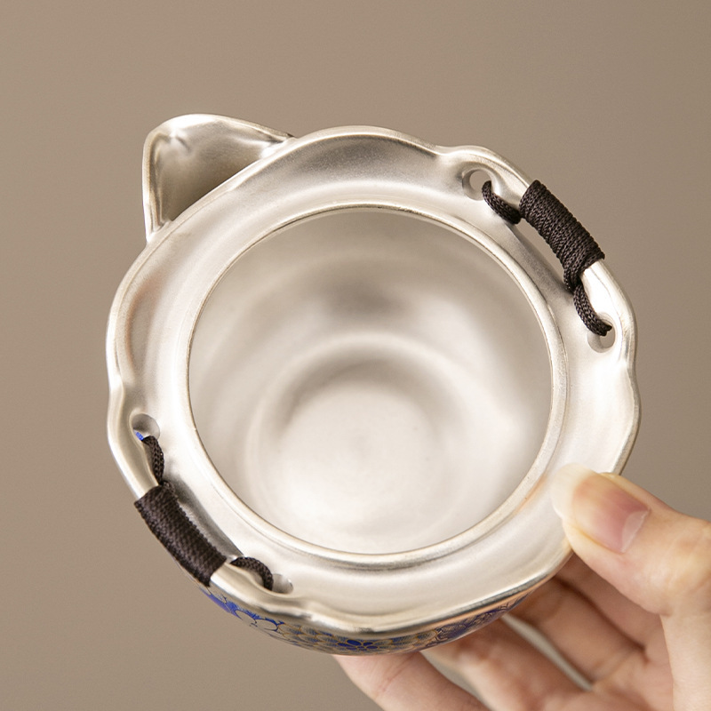2025年新作999純銀手造り急須 高級大型蓋碗 カンフー茶器 茶碗 蓋付き 高級銀急須|undefined