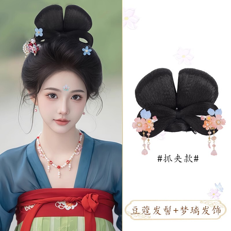 古风汉服假发一体式全套头饰古装唐风抓夹发髻懒人盘发垫发包造型|undefined