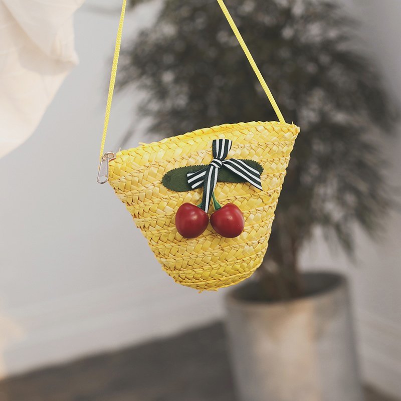 Fabrik Großhandel neue süße Kirsche Stroh Tasche Geldbörse Sommer Crossbody Stroh Tasche gewebte Tasche Urlaub Strandtasche_voghion.com