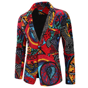 Amazon Cross-Border New Style Boys' Slim Casual Single-Piece Suit Jacket Foreign Trade Ethnic Style Printed Suit Top