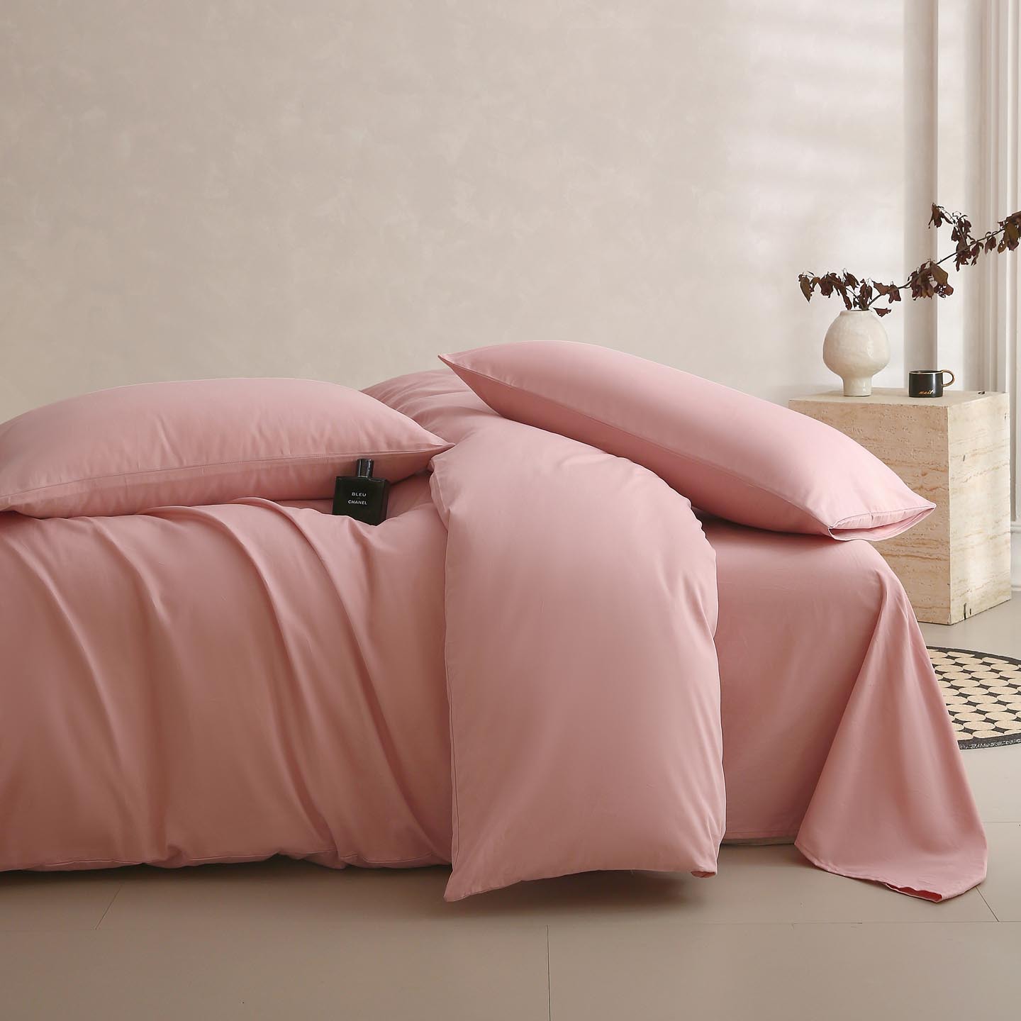 100% algodón conjunto de cuatro piezas 60 algodón de lana larga de color sólido dobles de algodón grueso cama dormitorio de estudiantes tres piezas conjunto simple