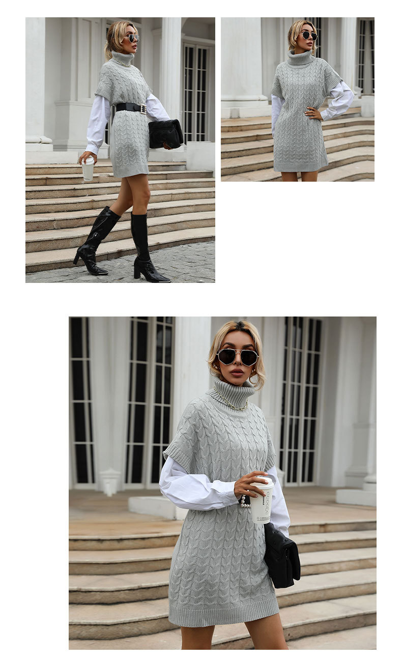 autumn knitted turtleneck sweater dress nihaostyles wholesale clothing NSDMB80627