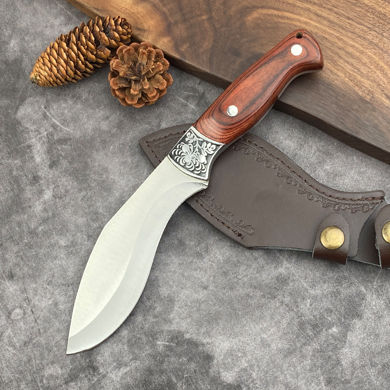 高硬度锋利求生多用刀锻打菊花狗腿刀户外露营随身便携分割刀屠刀