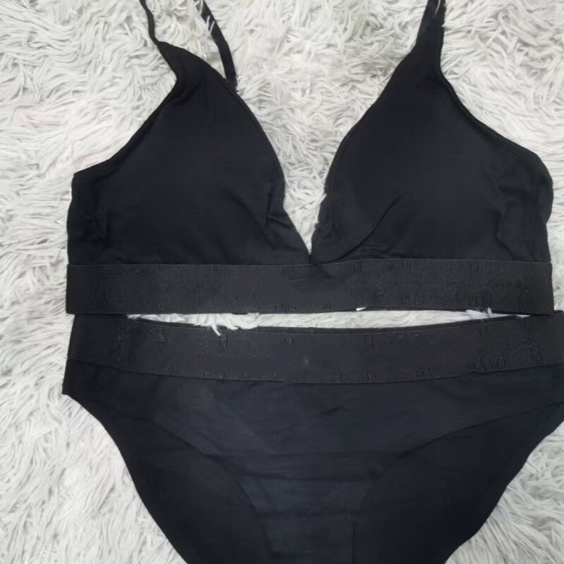 Foreign Trade Trendy Brand Women's Underwear Double Gravity Bra suit Cotton Triangle Cup Swimsuit Rear Buckle Underwear with Chest Pad