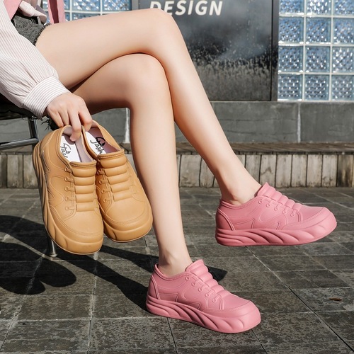 Women's New Short-Ankle Rain Boots, Thick Insoles with 4cm Heel Lift, Stylish Slip-On Water Shoes with Non-Slip soles for Adults and Students