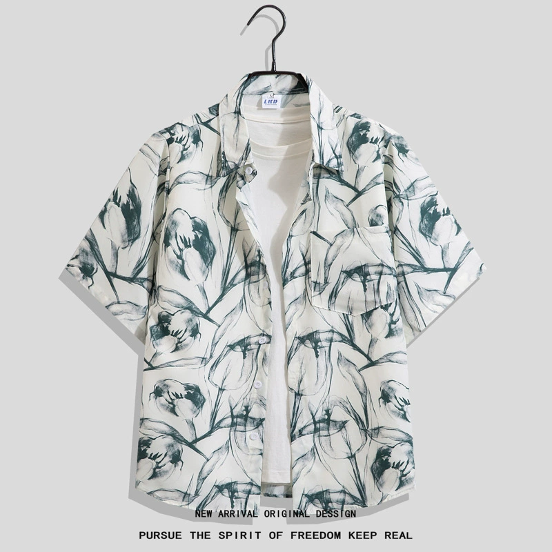 Рубашка Summer oversize хип‑хоп короткий рукав, унисекс, свободный крой (размеры до 4XL)