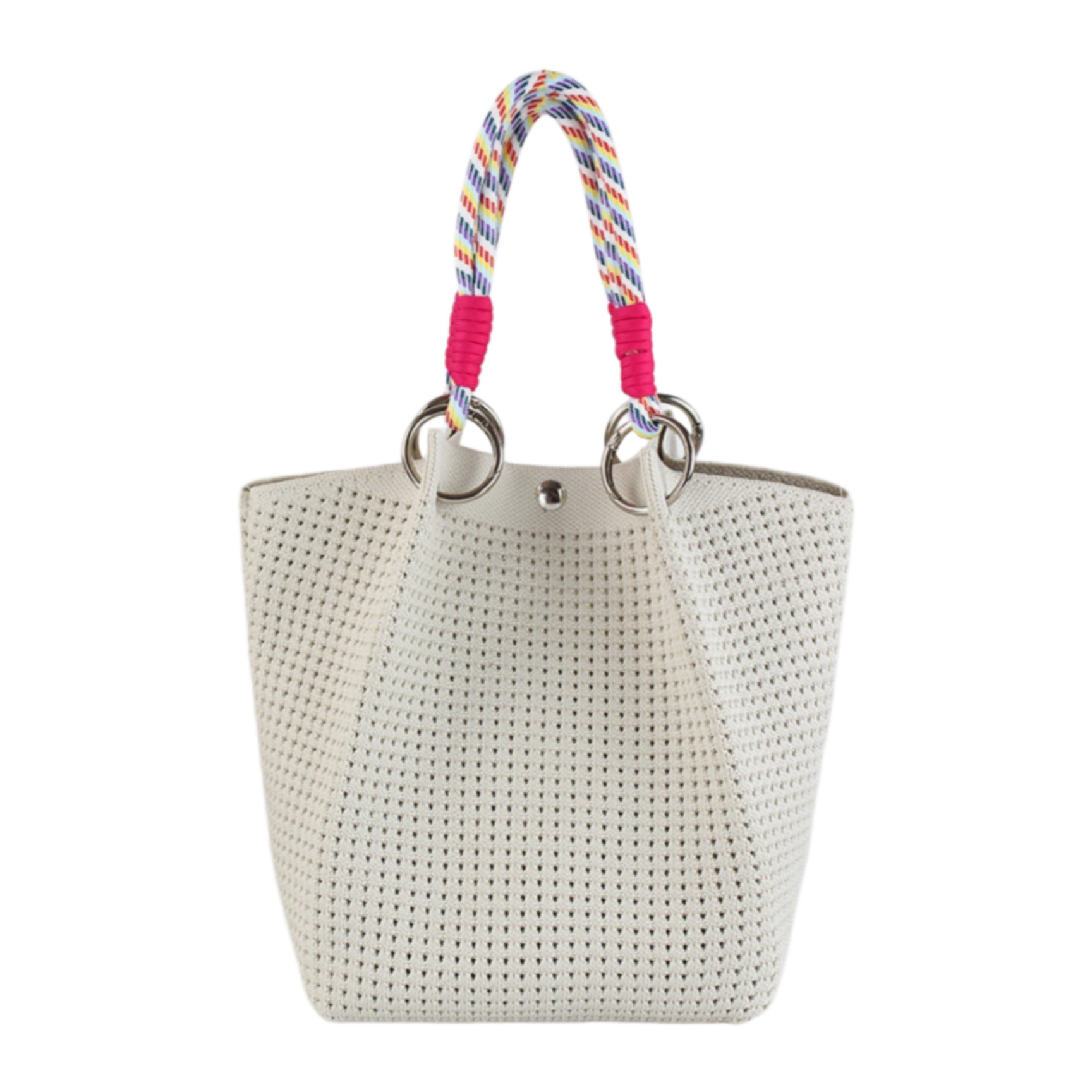Red cross-border nueva bolsa de bucle de tejido bolsas de tejido de hebilla magnética tridimensional nueva fábrica de bolsas de tejido de rayas de tejido