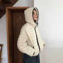 生C 2025冬季新韩国东大门宽松休闲撞色拼边连帽90鸭绒羽绒服外套