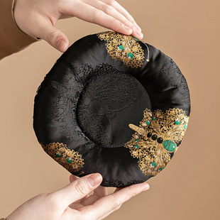 Handmade Brocade Teapot Holder, Household Tea Ceremony Accessories, Anti-Scalding Insulation Pad, Coaster, Tea Tray, Single