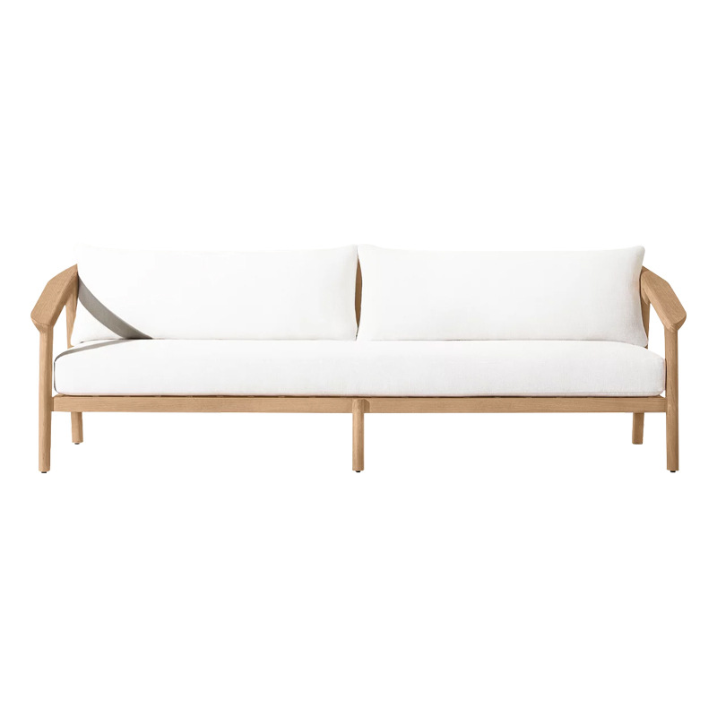 Sofá nórdico de teca al aire libre, sofá de patio al aire libre, impermeable y protector solar, sofá de ratán al aire libre, sofá de madera maciza