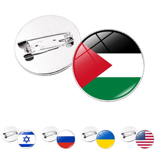 [以色列巴勒斯坦时光宝石胸针徽章25mm圆形创意水晶玻璃别针衣饰]