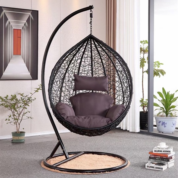 Silla Mecedora Colgante Doble con Estructura Metálica, Móvil y Reclinable, para Parque y Balcón image 14