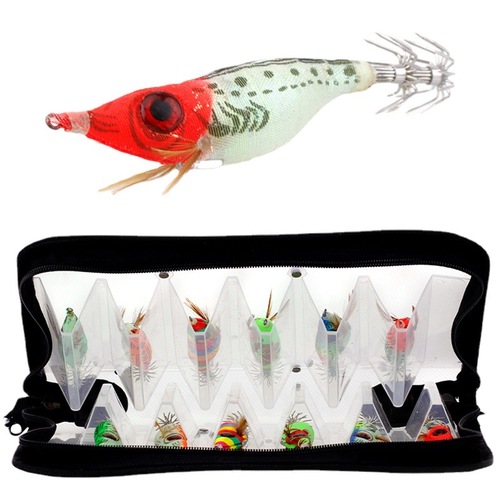 Weihe big-eye shrimp set wooden shrimp box 12 pieces double-sided iron plate bait lure storage box factory wholesale