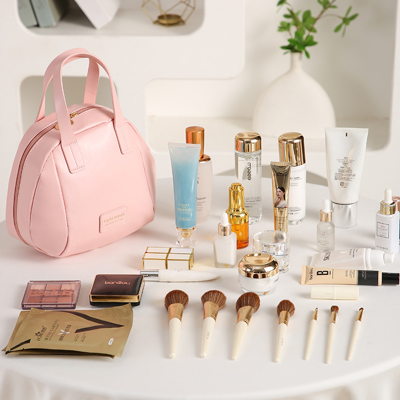 Nueva bolsa de cosméticos de concha de PU, bolsa de mano simple y de moda, bolsa pequeña de mujer, bolsa de almacenamiento de cosméticos y artículos de tocador