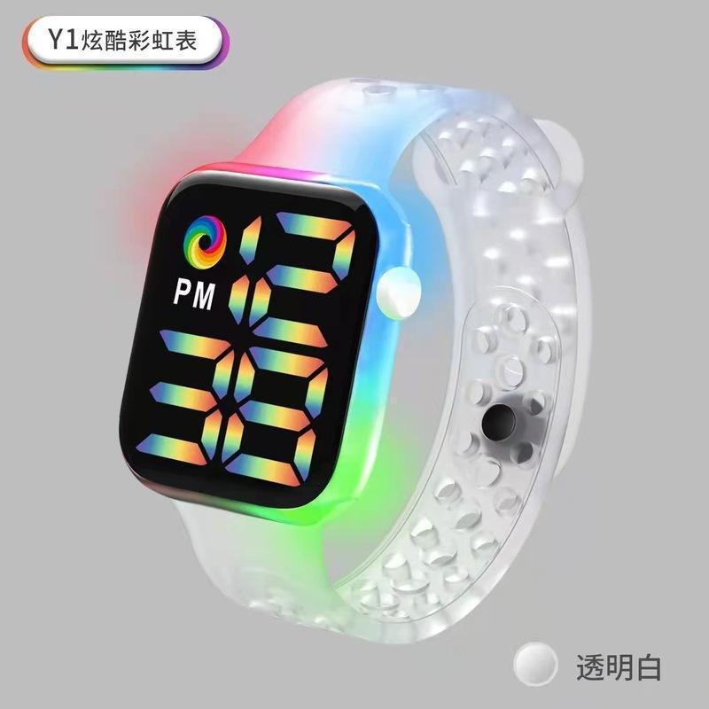 2021 nuevo reloj electrónico LED Y1 banda de arco iris fresco impermeable digital deportes moda pareja adulto reloj LED