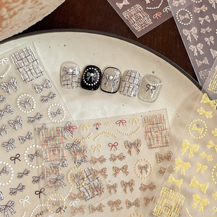 YITU Ant Figure Embossed Xiangfeng Bow Nail Art Sticker Pearl Necklace with Adhesive Nail Decoration Sticker YT4773
