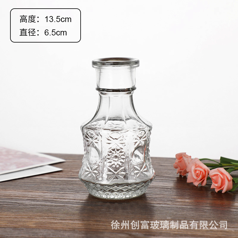 Luz de lujo simple retro mini jarrón de vidrio en vidrio de viento pequeño jarrón de flores flores flores secas flores decoración de oficina